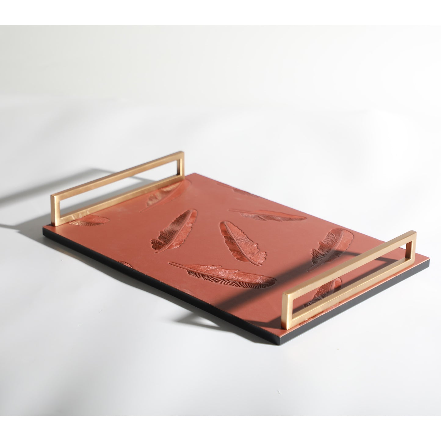 Decorative Tray Autumn Radiance: Micro-Fiber Leather & Metal Decorative Tray