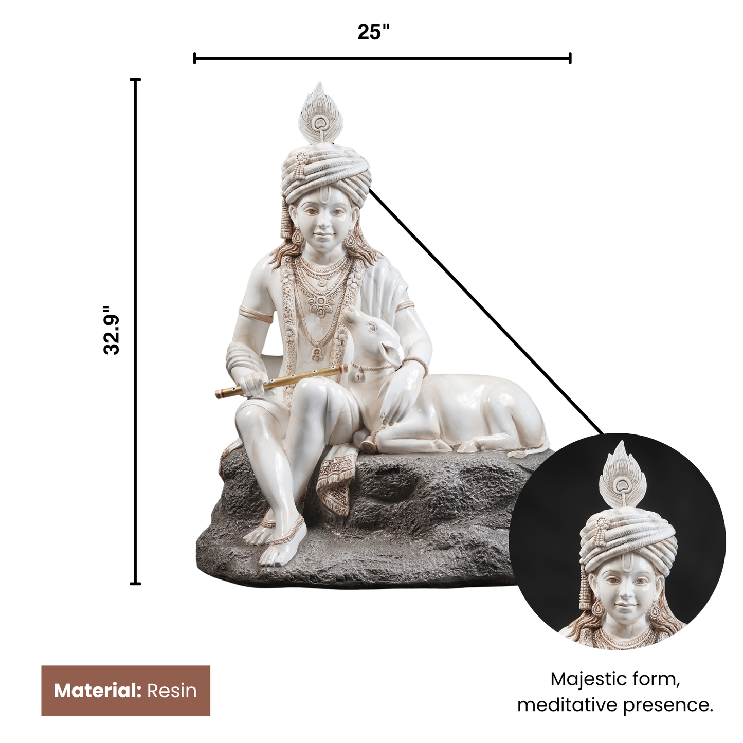 The Melodies of Vrindavan - Lord Krishna Statue ~ 3 feet