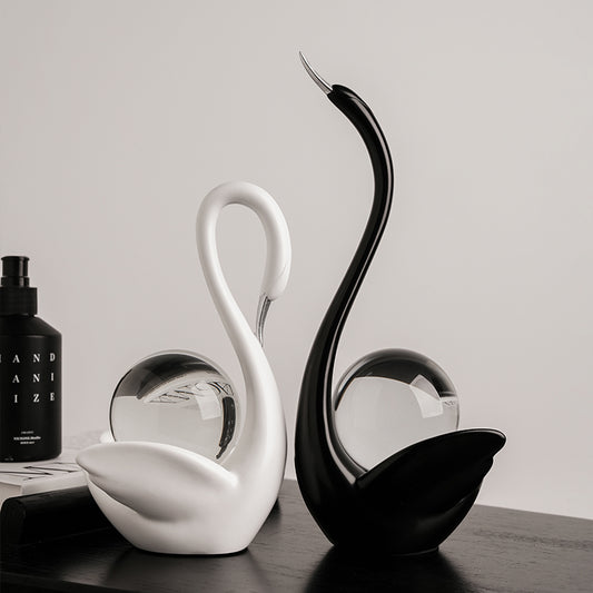Showpiece Lakeside Whispers - Ceramic & Crystal Swan Showpiece (Set of 2)