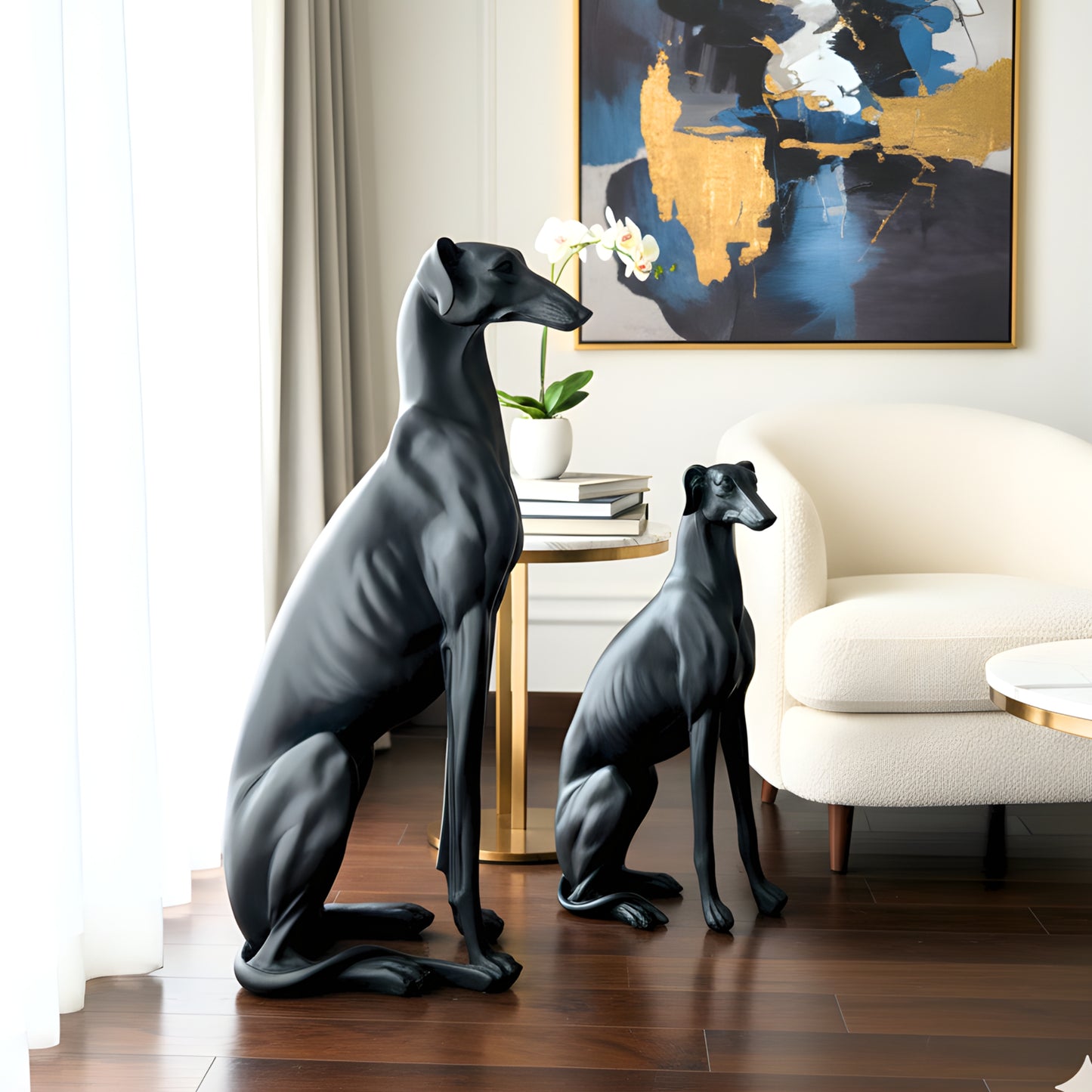 Shadow & Storm - Dog Floor Sculptures (Set of 2) ~ 2.5 feet Tall