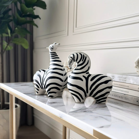 Monochrome - Abstract Zebra Showpieces (Set of 2)