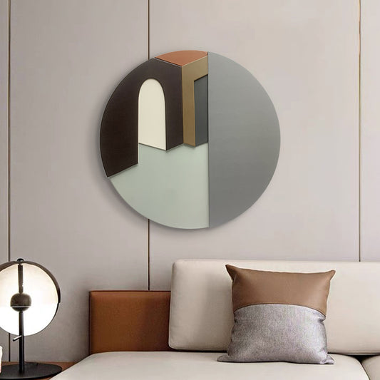 Premium Wall Art The Breath of Tranquility - Leather & Wooden Premium Wall Art ~ 3 ft Dia