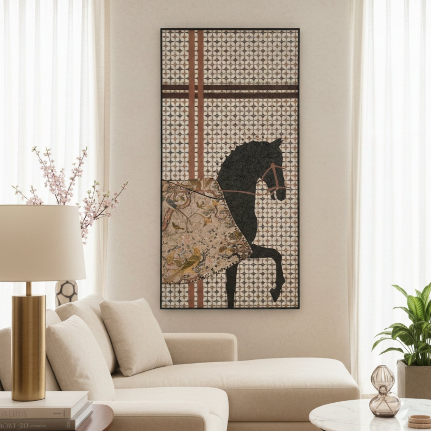 Regalia - Horse Inspired Premium 3D Vertical Wall Art (Brown) ~ 5.5 feet
