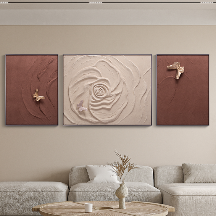 The Fluttering Whispers - Large Floral 3D Premium Wall Art (Set of 3)