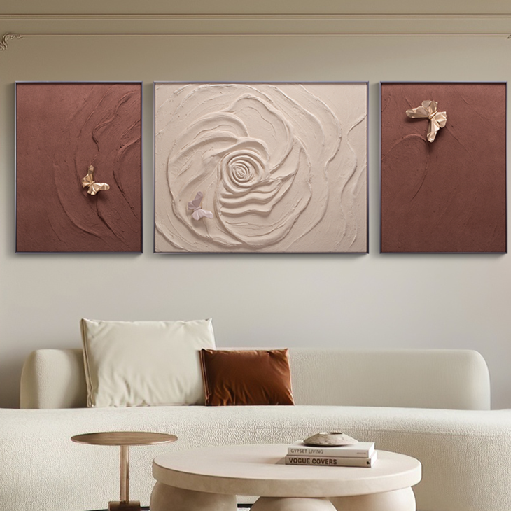 The Fluttering Whispers - Large Floral 3D Premium Wall Art (Set of 3)