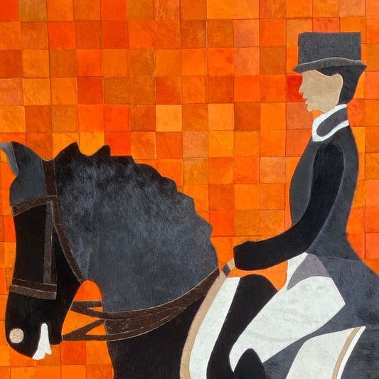 The Marshal - Horse & Rider Bovine Leather Wall Art ~ 5 feet