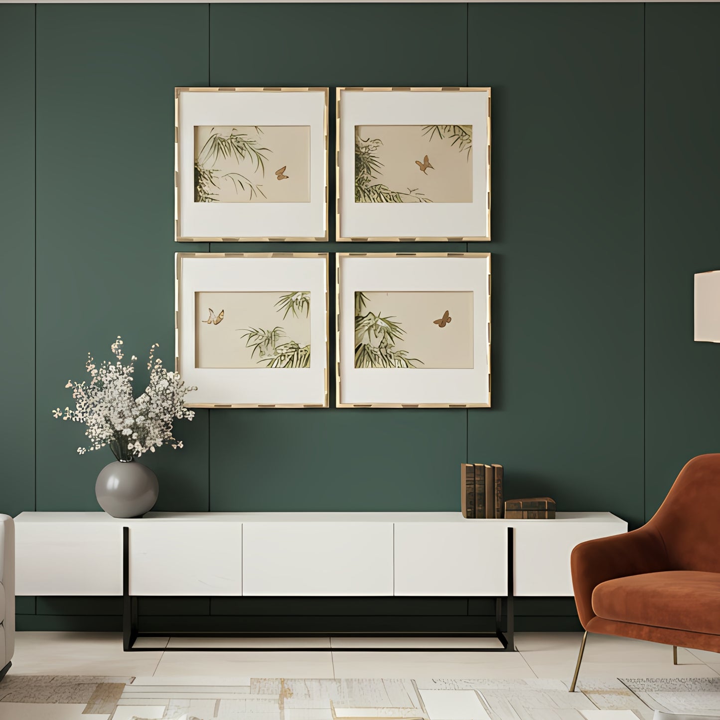 Satori - Butterfly & Nature Inspired Premium Wall Art (Set of 4) ~ 3.5 x 3.5 ft