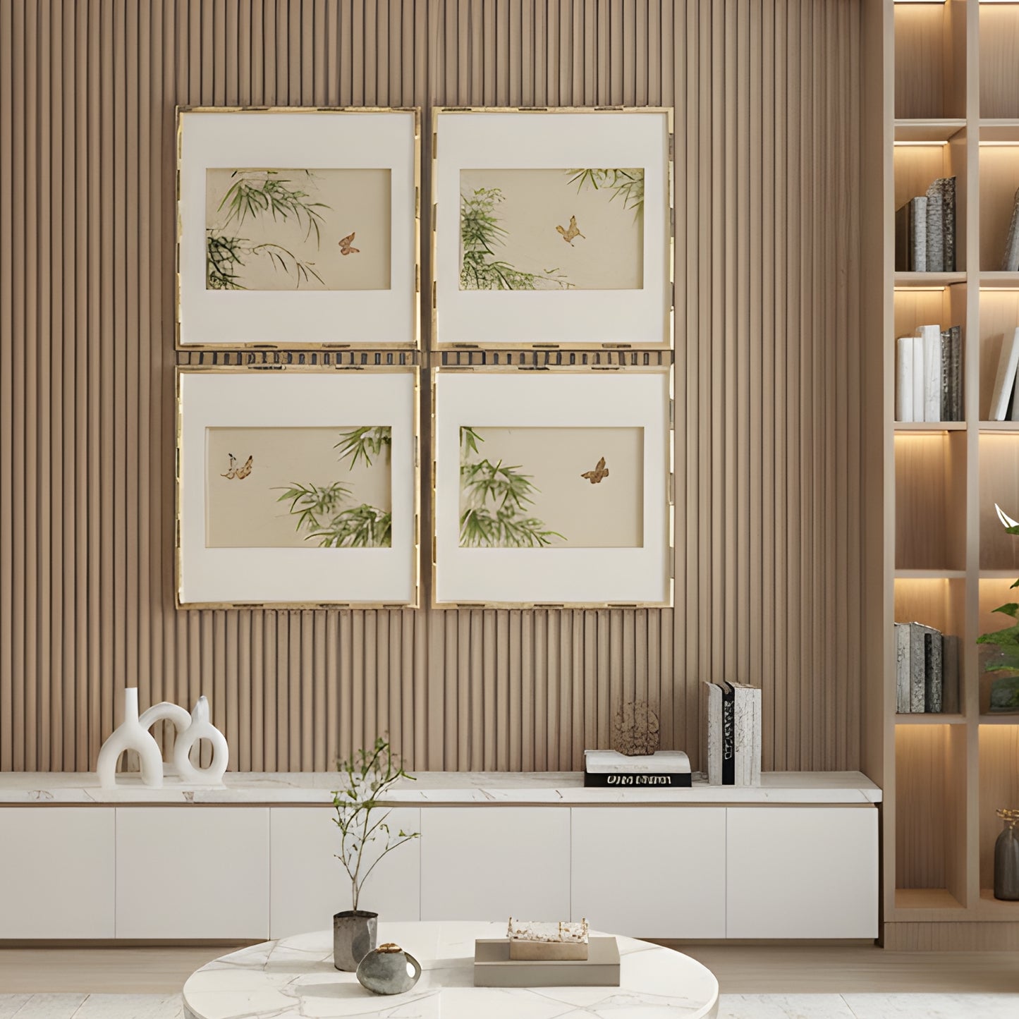 Satori - Butterfly & Nature Inspired Premium Wall Art (Set of 4) ~ 3.5 x 3.5 ft