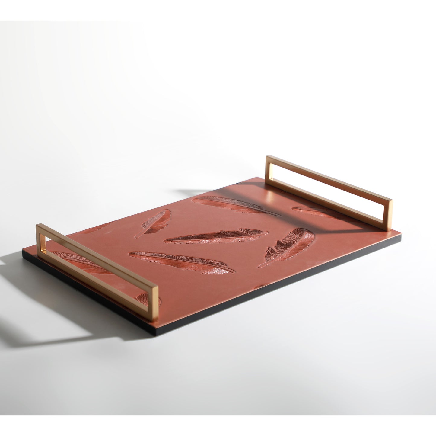 Decorative Tray Autumn Radiance: Micro-Fiber Leather & Metal Decorative Tray