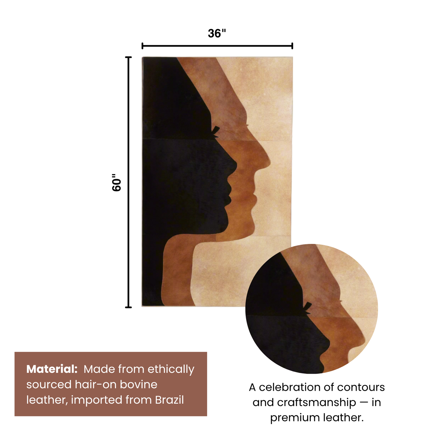 Shadowed Souls - Bovine Leather Wall Art (5 ft x 3 ft)