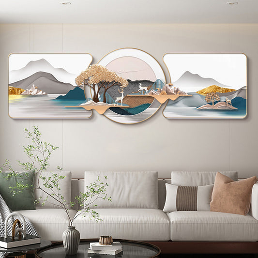 Large wall art featuring nature scenery in luxury living room interiors - Meadow by La Muse