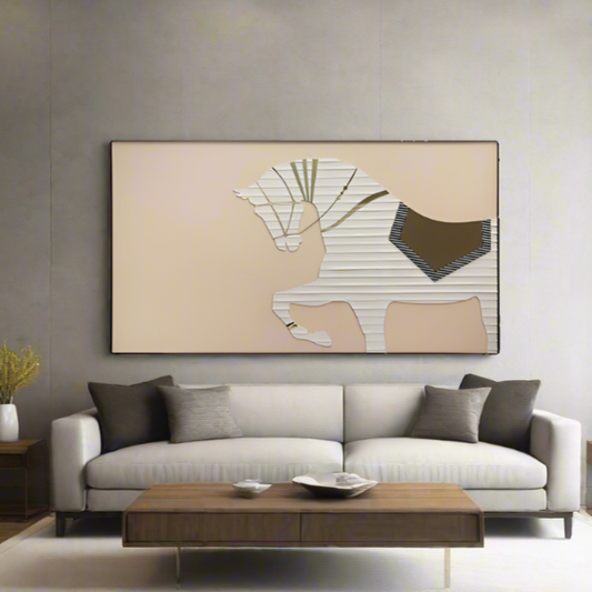 Premium Wall Art Riding the Wind - Leather Textured Large 3D Horse Wall Art - Style 2 ~ 6 ft long