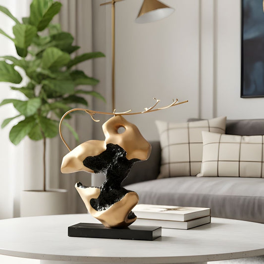 Perchstone - Black & Gold Sculpture ~ 1.5 feet Tall