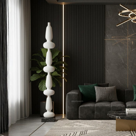 Portal - White Totem Floor Sculpture ~ 5.5 feet Tall