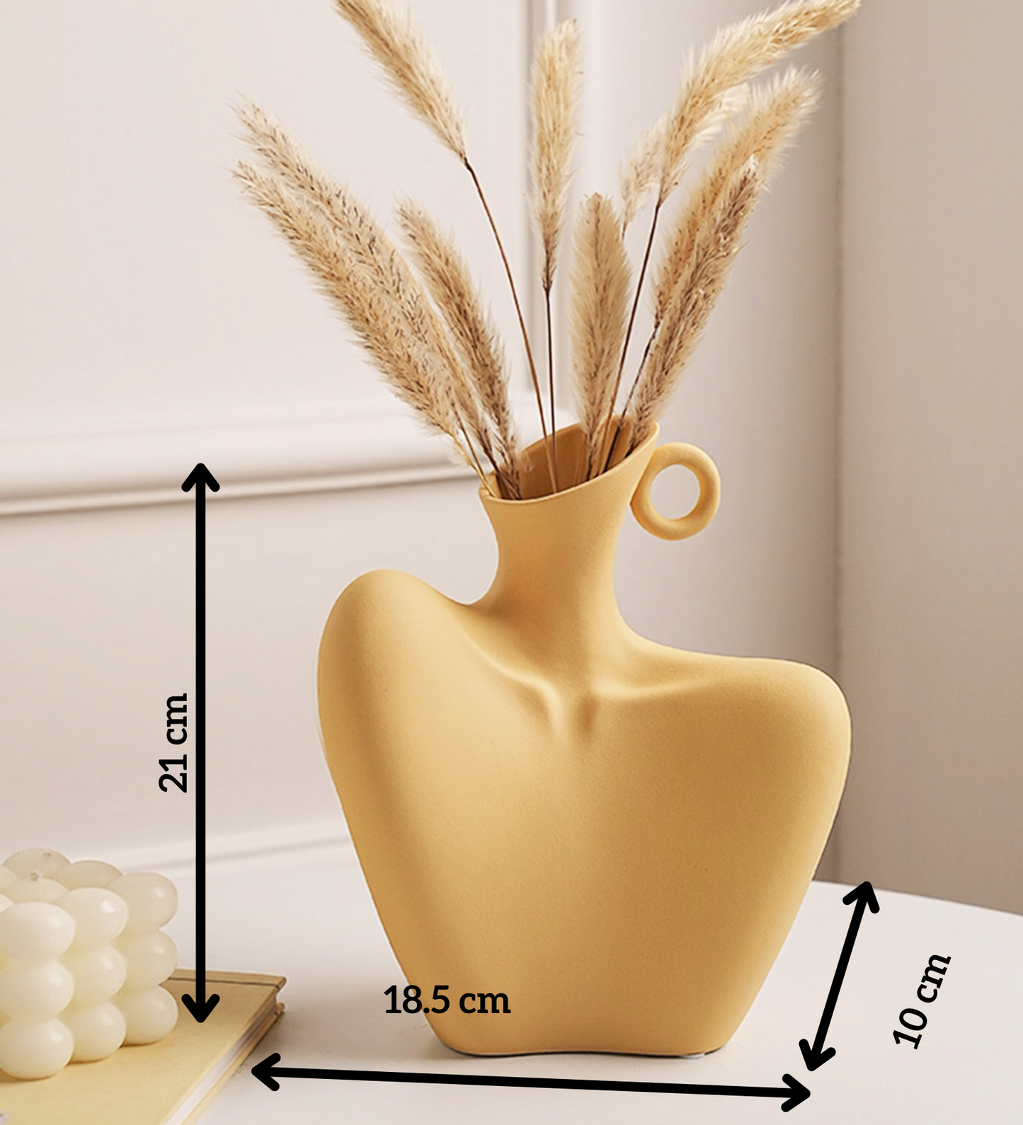 Table Vase The Celestial Being - Body Shaped Ceramic Table Vase - Yellow