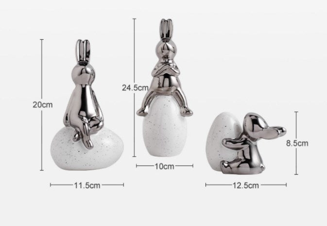 Showpiece The Spontaneous Coney - Ceramic Rabbit Table Showpieces (Set of 3)