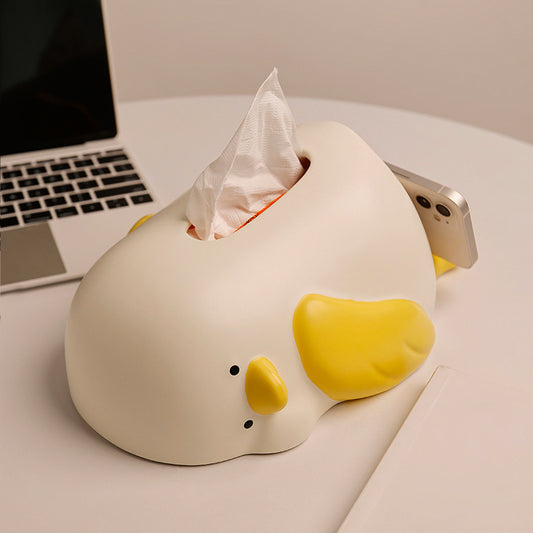 Tissue Box Laying Lemon Duck Ceramic Cute Tissue Box Holder - Style 2