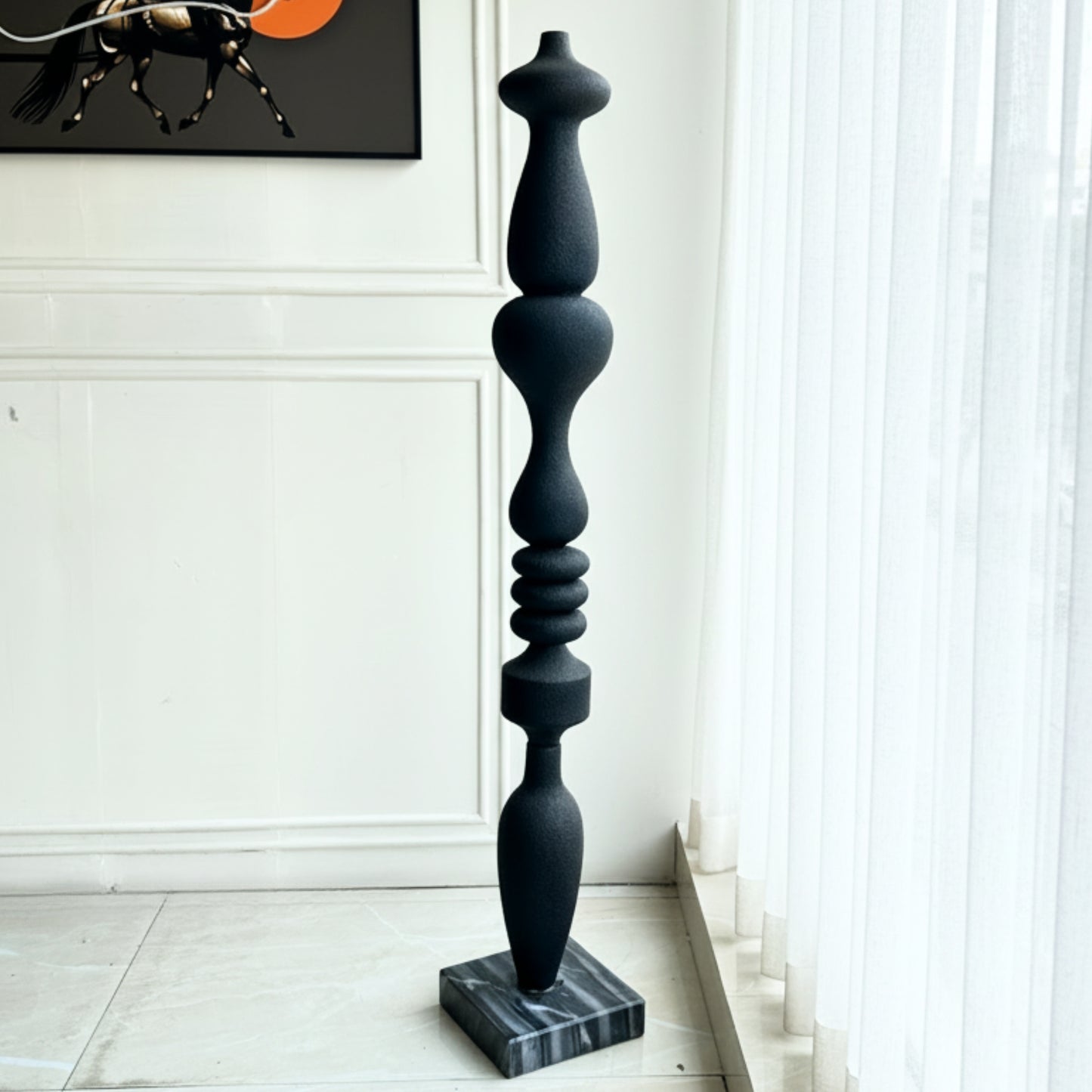 Monolith - Black Totem Floor Sculpture ~ 5.5 ft Tall