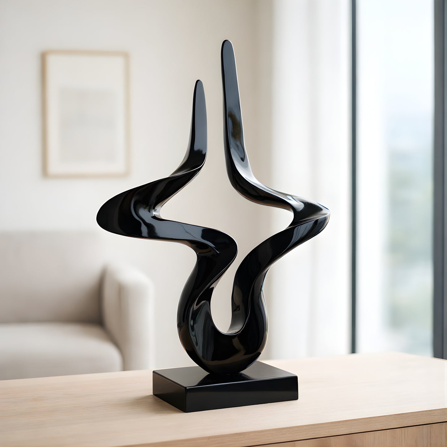 Flux - Metallic Black Finish Abstract Showpiece ~ 2.5 ft Tall