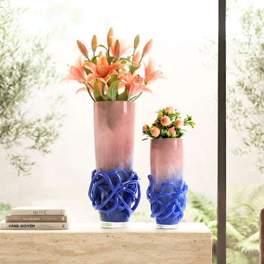 Entwine - Pink & Blue Glass Vases