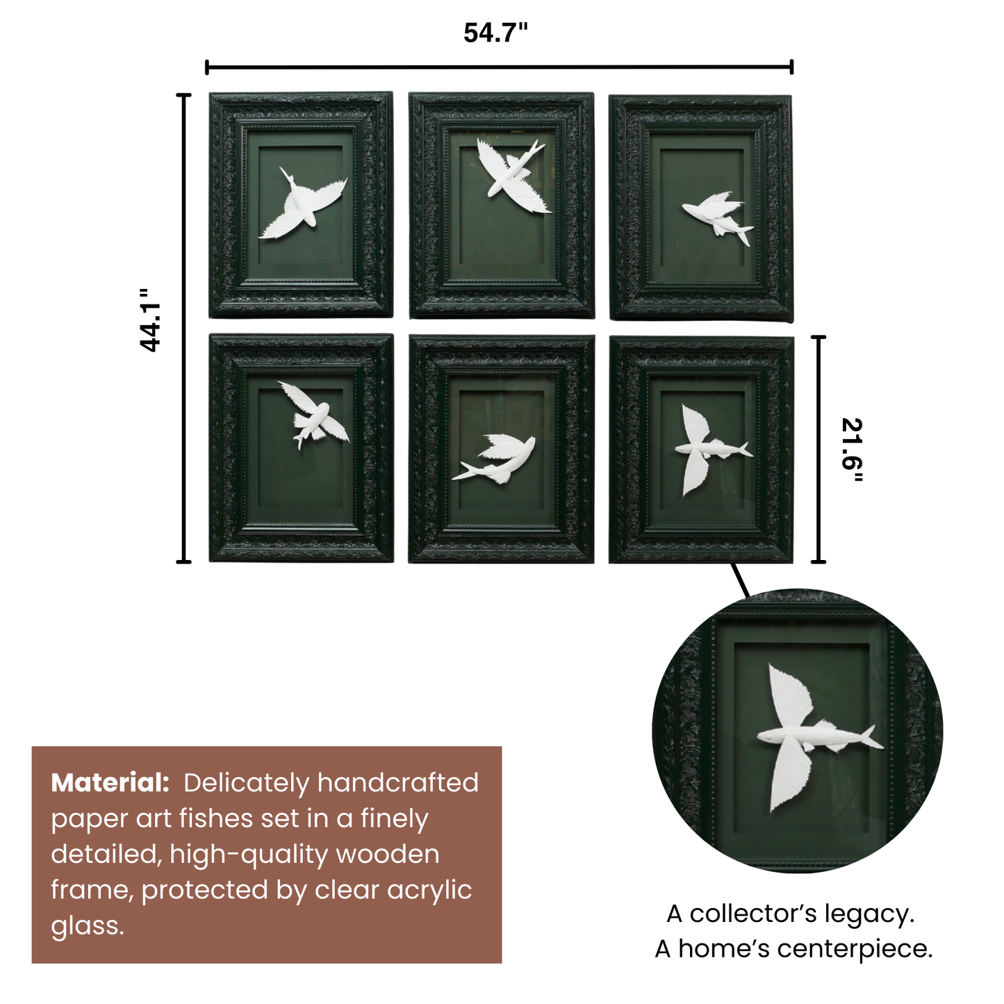 Aviara, The Flight Within - Premium Handmade Wall Art (Set of 6) ~ 5 ft x 4ft