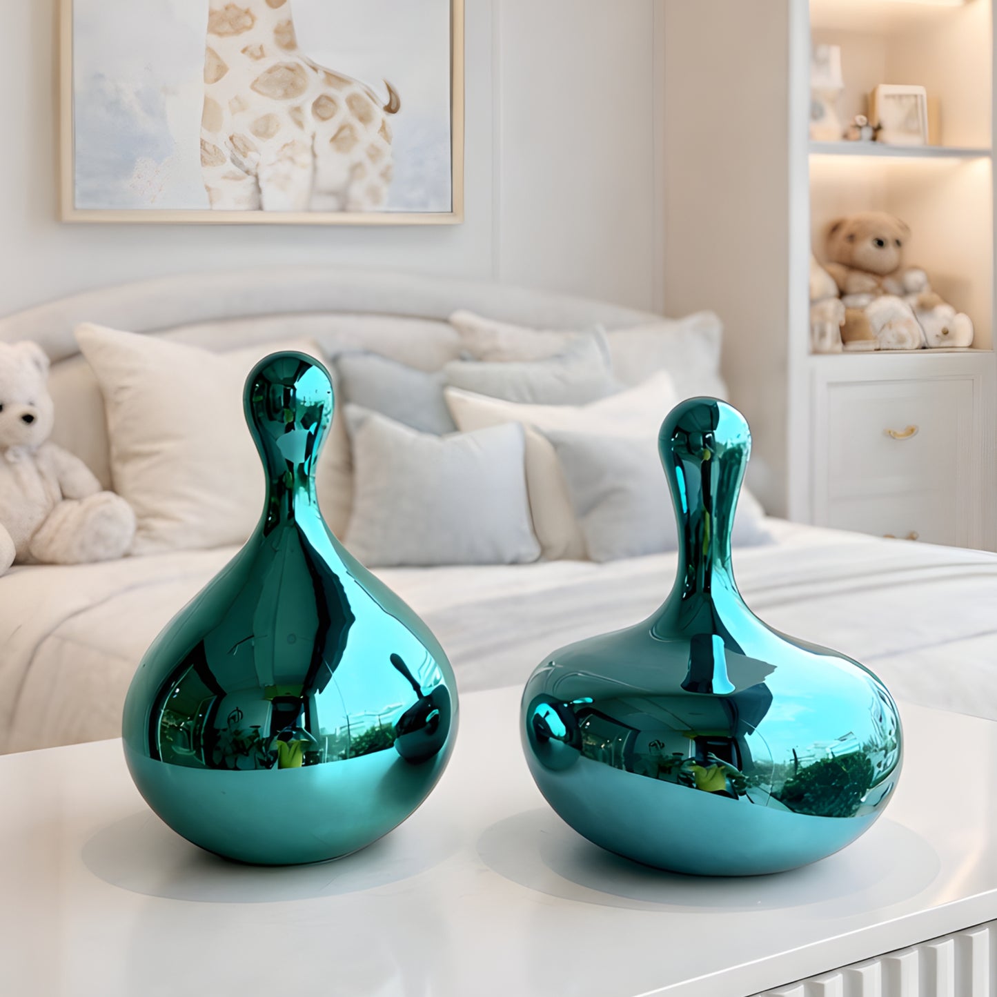 Aqua - Metallic Finish Abstract Showpiece ~ 1 feet Tall