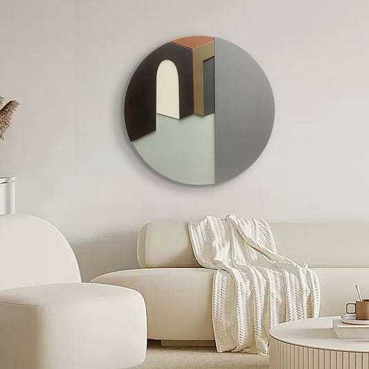 Premium Wall Art The Breath of Tranquility - Leather & Wooden Premium Wall Art ~ 3 ft Dia