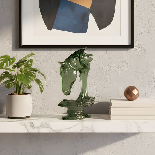 Phantom - Green Horse Showpiece ~ 1.5 feet Tall