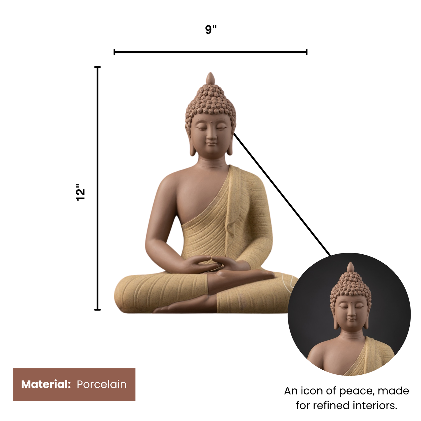 The Enlightened Siddhartha Porcelain Buddha Statue - Style 2