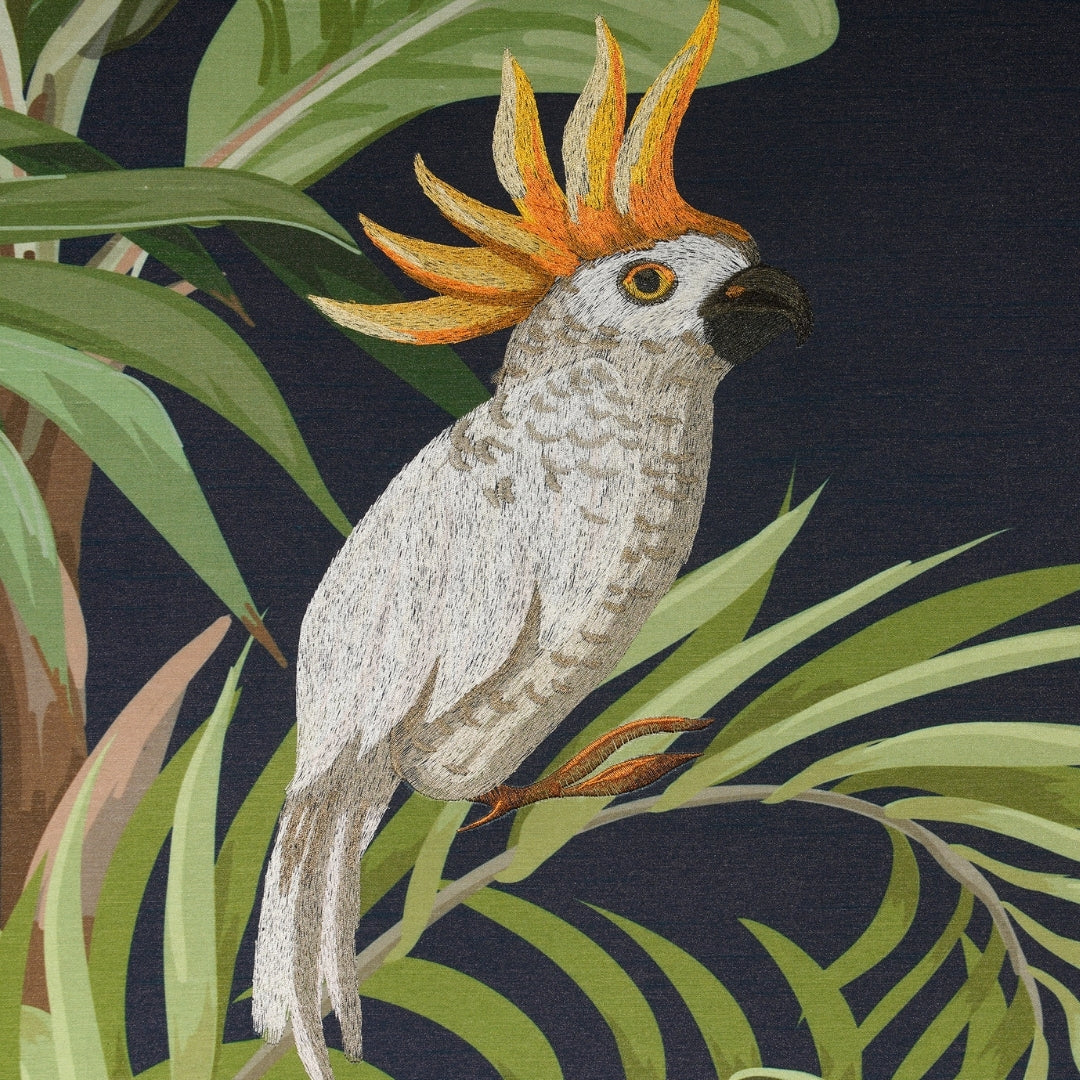 Tropical Paradise - Silk Print & Embroidered Wall Art ~ 7 feet