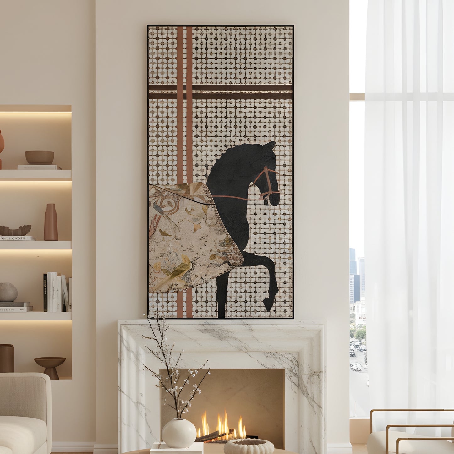Regalia - Horse Inspired Premium 3D Vertical Wall Art (Brown) ~ 5.5 feet