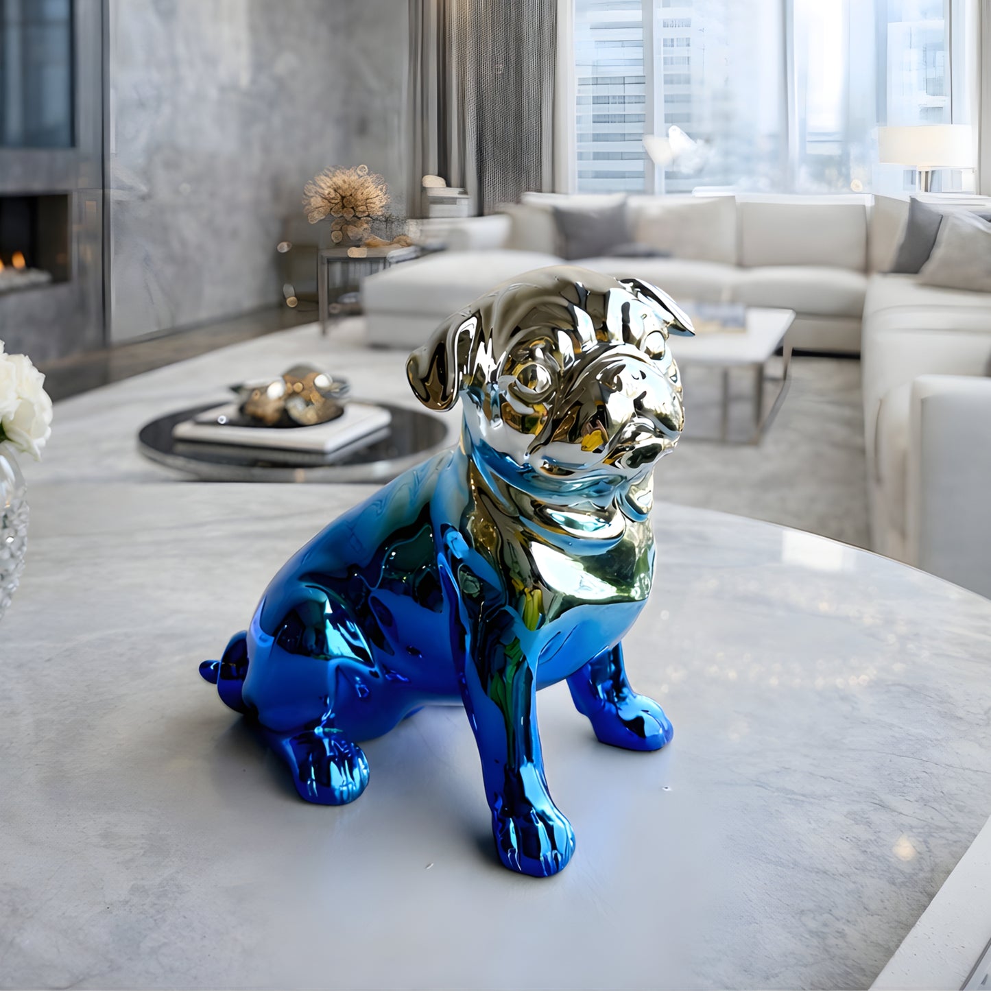 Bruno - Metallic Finish Pug Dog Showpiece