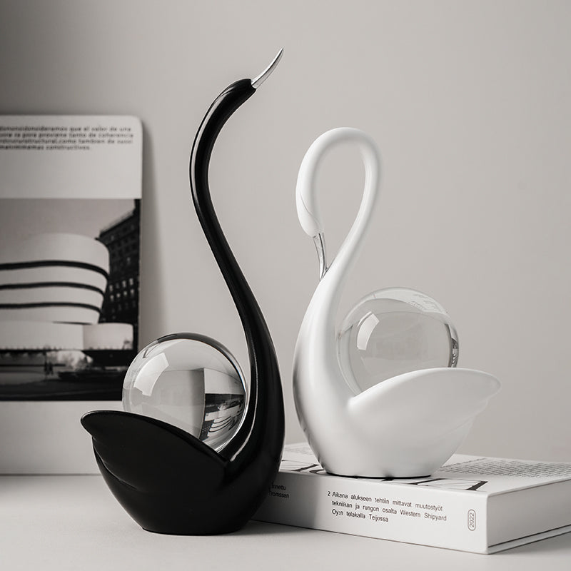 Showpiece Lakeside Whispers - Ceramic & Crystal Swan Showpiece (Set of 2)
