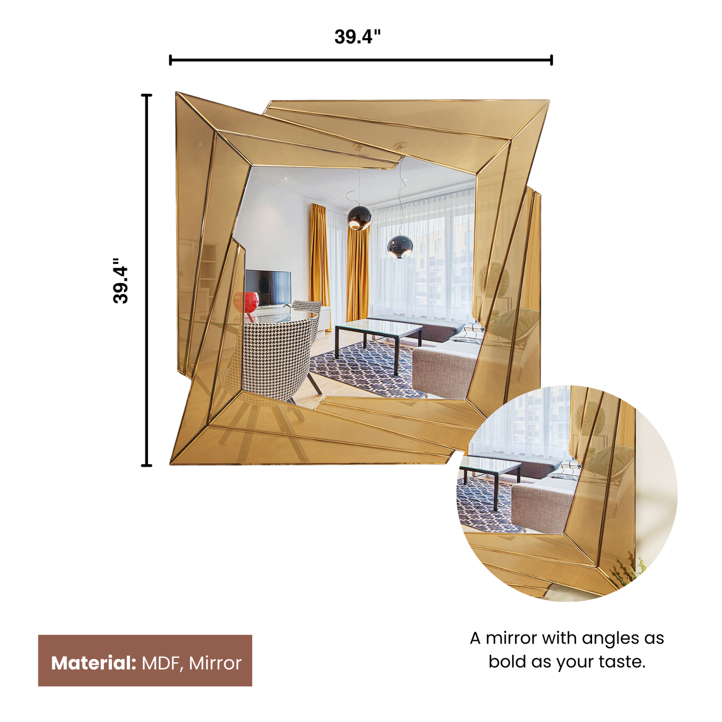 Mosaic Medley Square Premium Wall Mirror ~ 3.3 ft x 3.3 ft