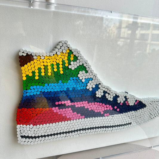 Kicks – Sneakers inspired Mixed Media Art with Acrylic Frame ~ 2 ft x 1.5 ft