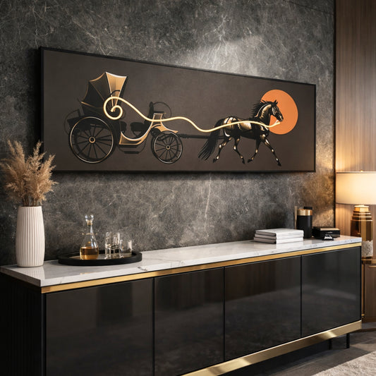 Sunset Carriage - Horse Carriage Themed LED Wall Art ~ 5 ft long