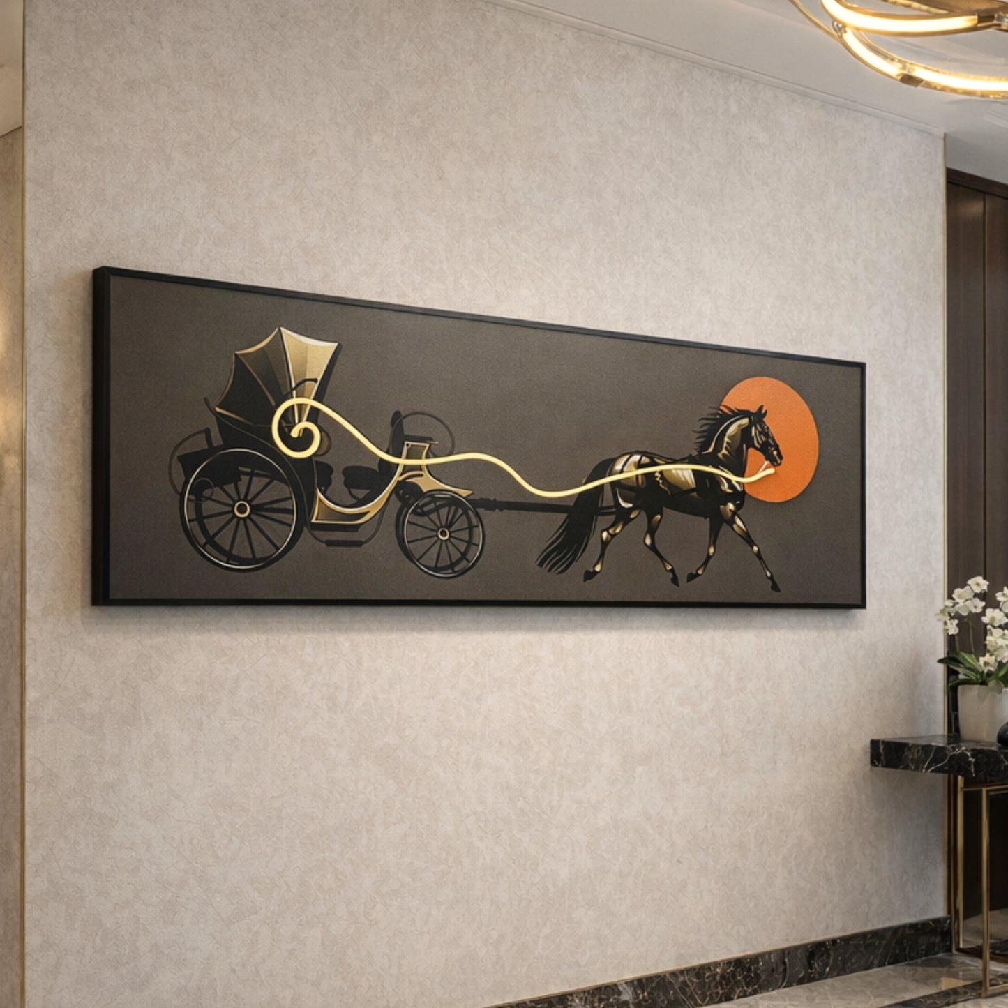 Sunset Carriage - Horse Carriage Themed LED Wall Art ~ 5 ft long