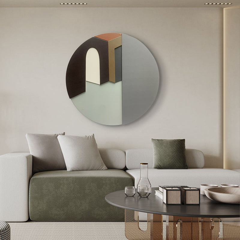 Premium Wall Art The Breath of Tranquility - Leather & Wooden Premium Wall Art ~ 3 ft Dia