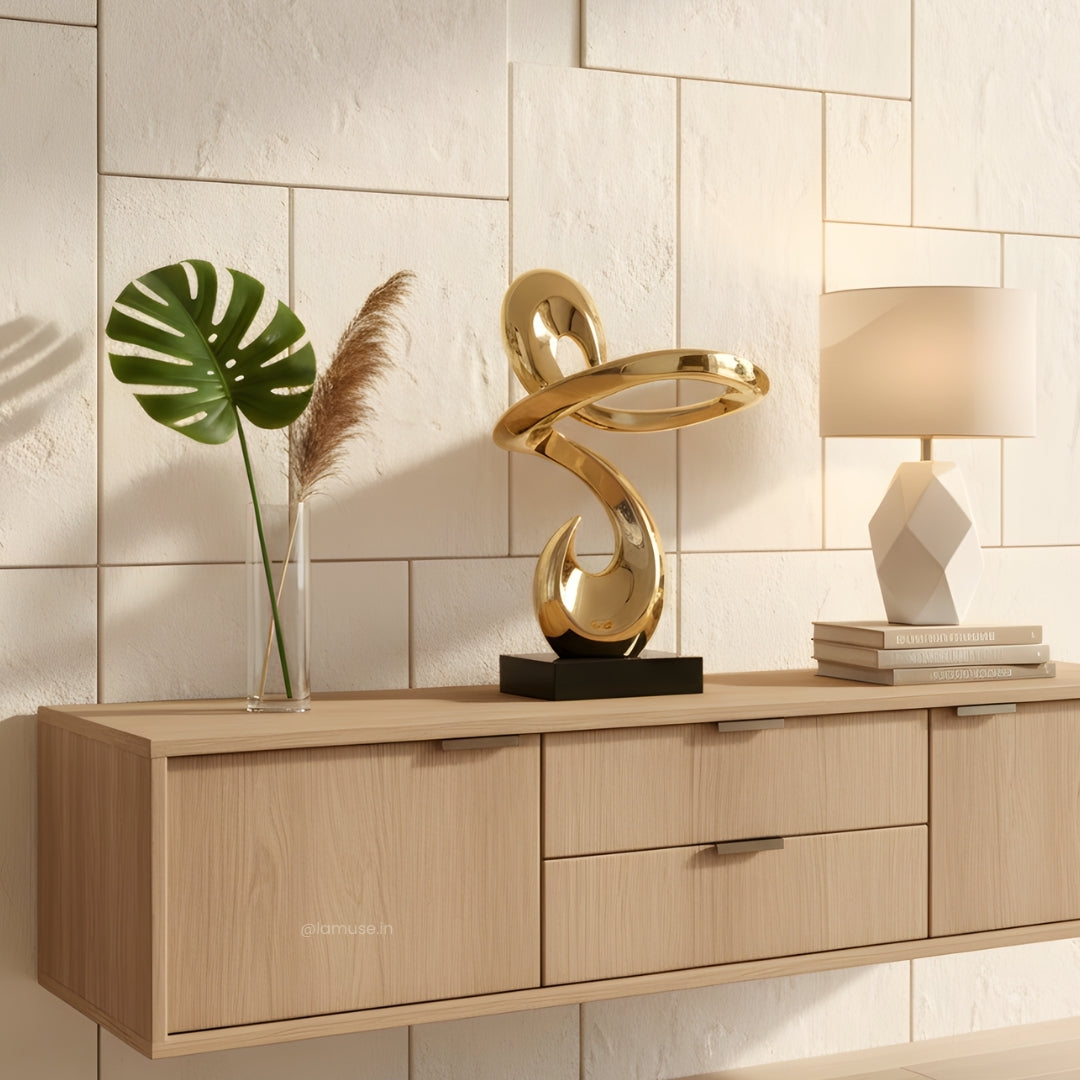 Continuum - Modern Abstract Metallic Gold Finish Sculpture ~ 2.5 feet Tall