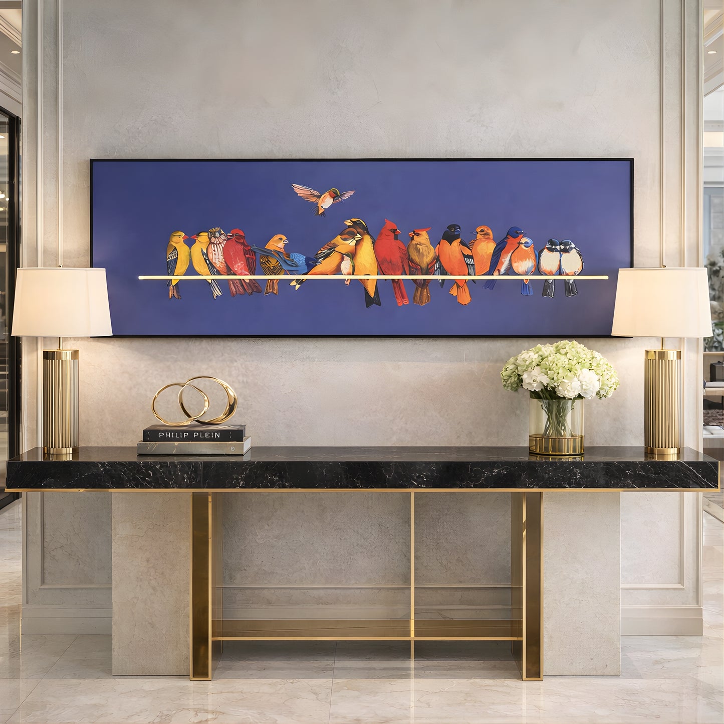 Perched - Birds Inspired LED Wall Art ~ 5 ft long