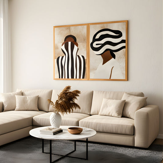 Zuri - Bovine Leather Wall Art (Set of 2) ~ 3.5 ft x 2.5 ft