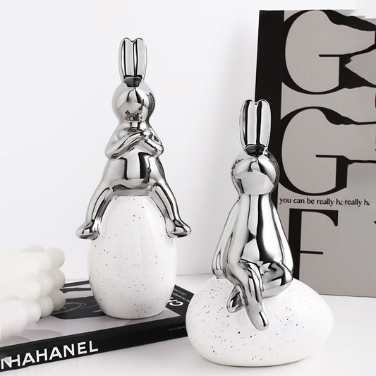 Showpiece The Spontaneous Coney - Ceramic Rabbit Table Showpieces (Set of 3)