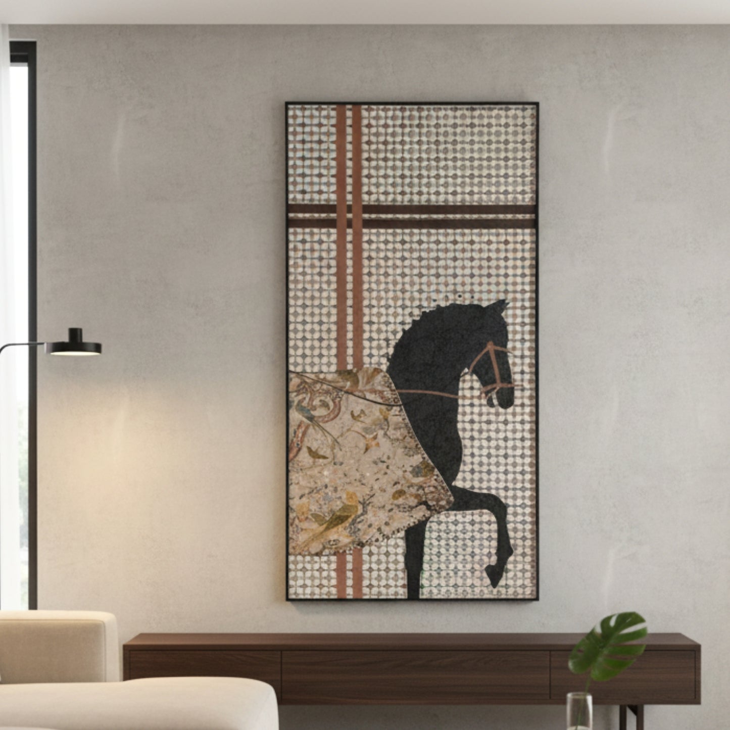 Regalia - Horse Inspired Premium 3D Vertical Wall Art (Brown) ~ 5.5 feet