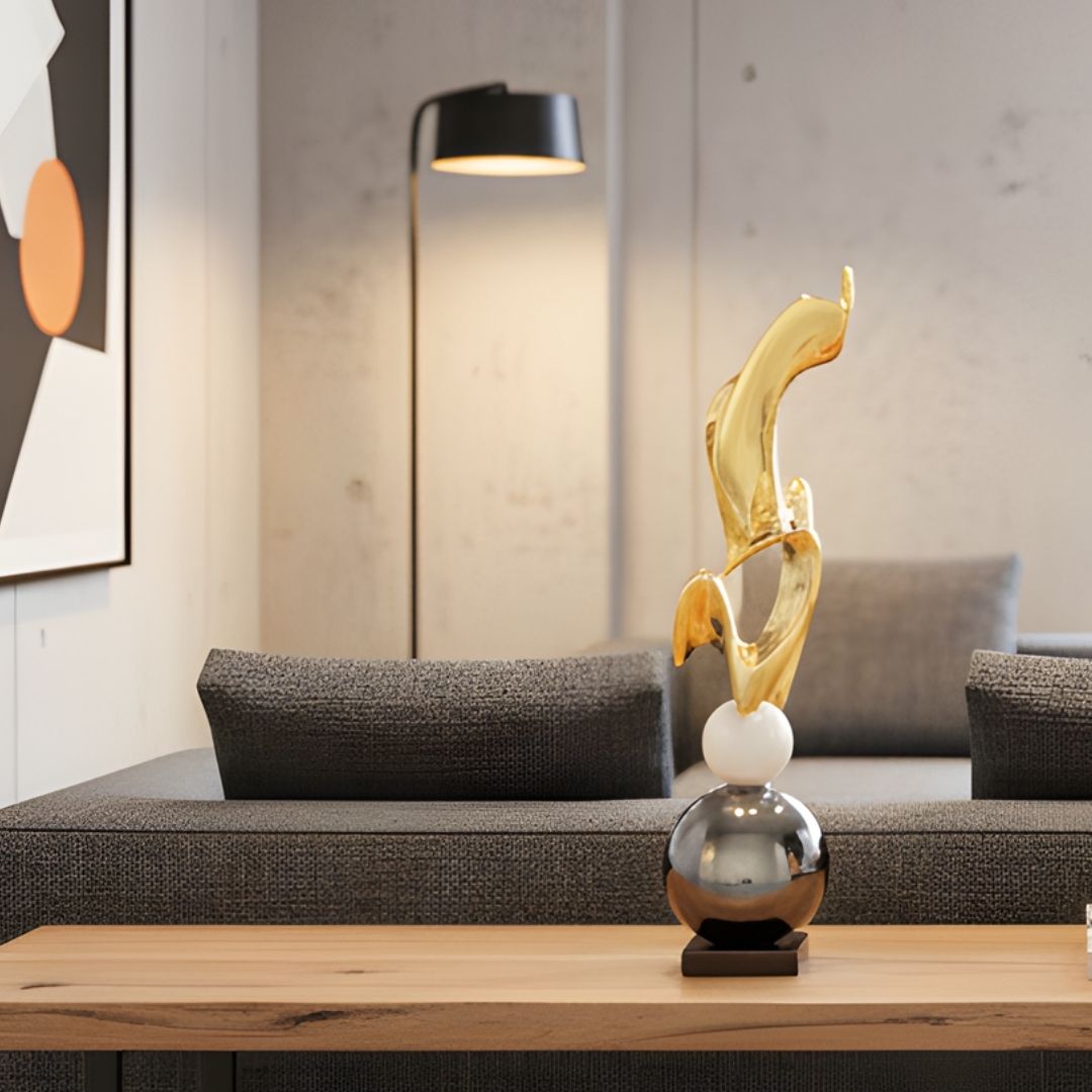 Ignis - Modern Abstract Metallic Finish Sculpture ~ 2.5 Feet Tall