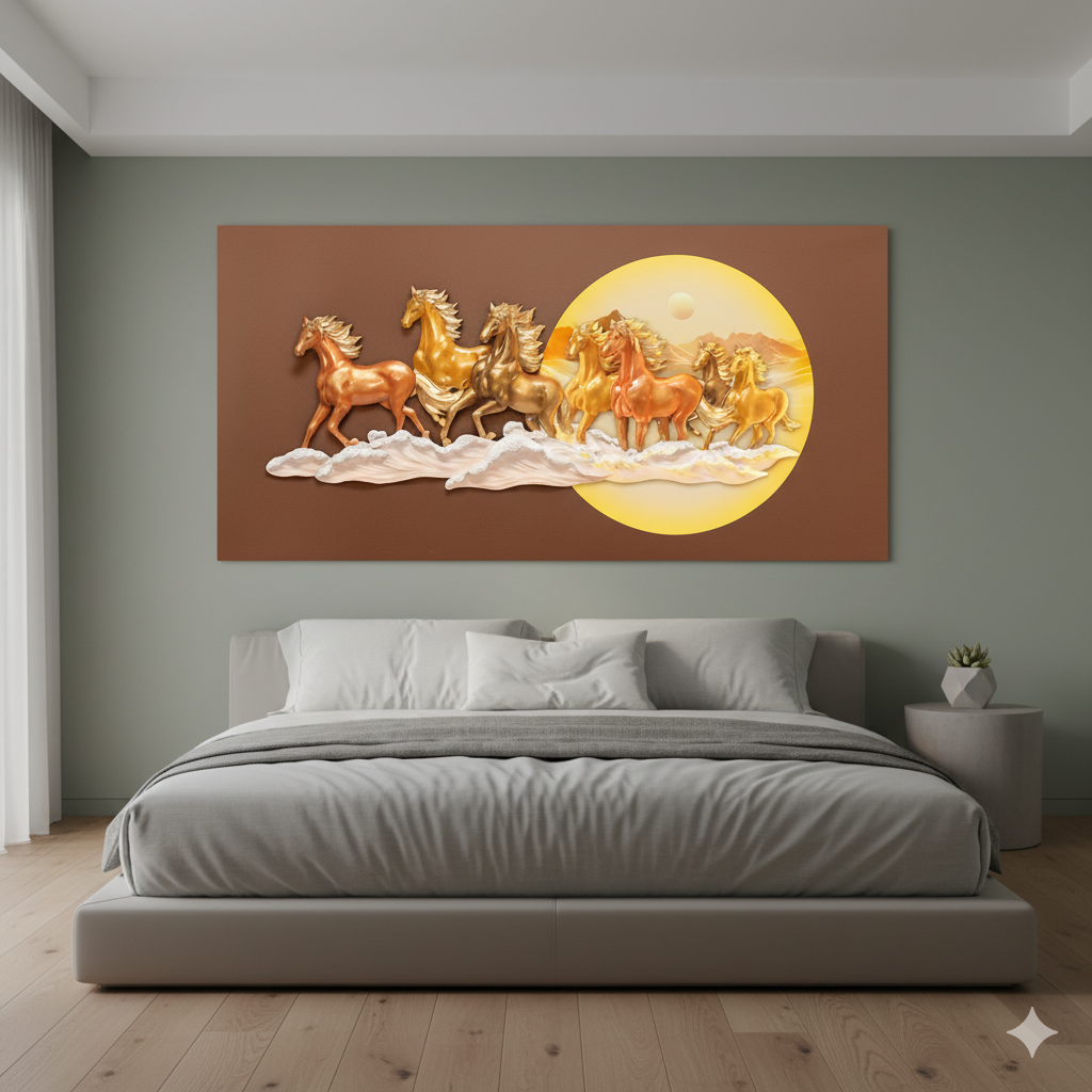 Equestro - 7 Running Horses Premium 3D Wall Art ~ 5 feet Long