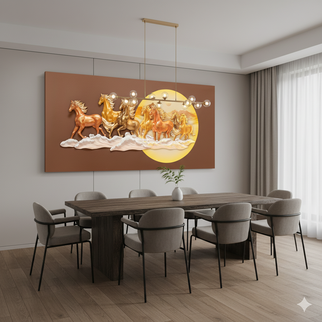 Equestro - 7 Running Horses Premium 3D Wall Art ~ 5 feet Long