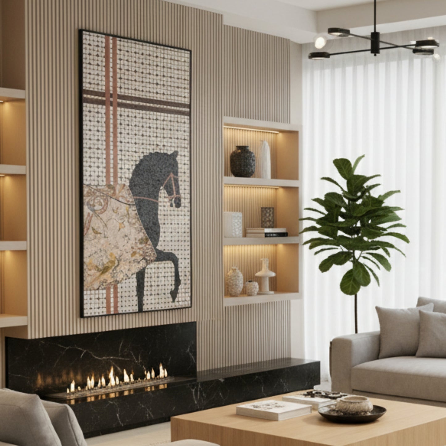 Regalia - Horse Inspired Premium 3D Vertical Wall Art (Brown) ~ 5.5 feet