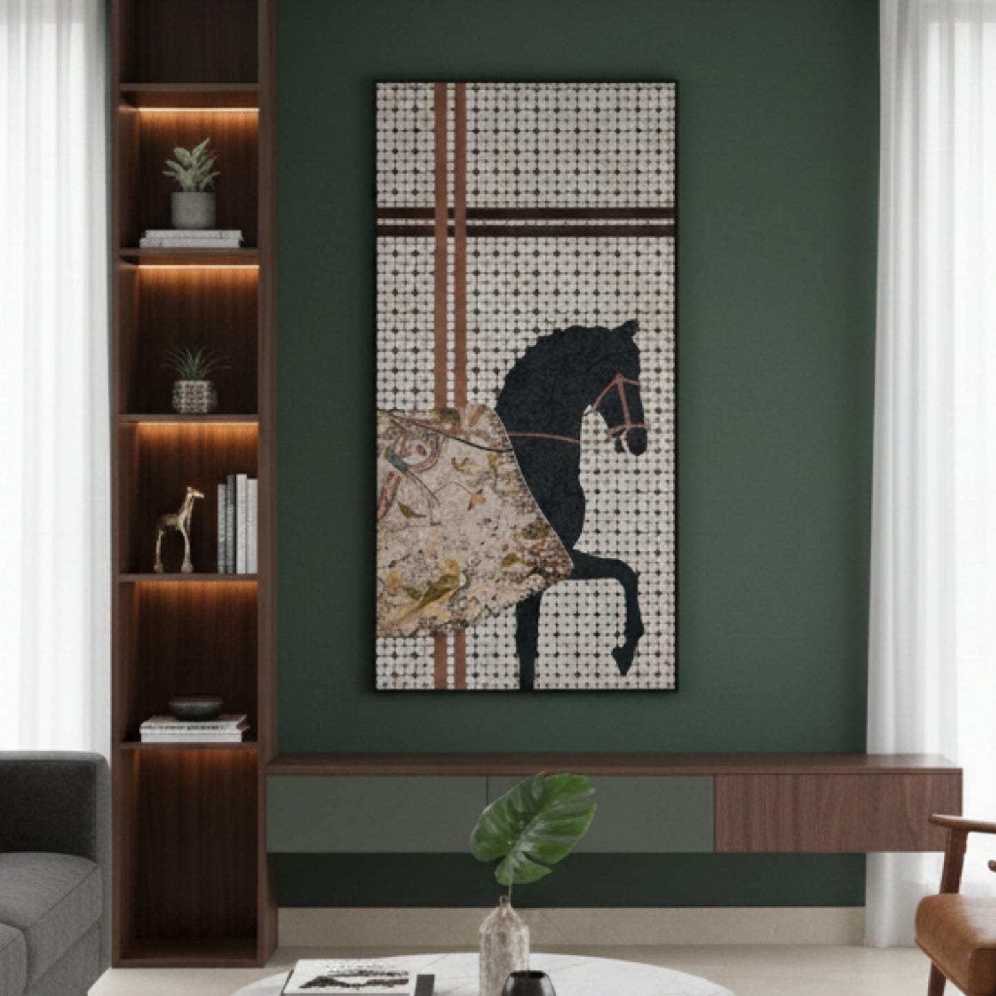 Regalia - Horse Inspired Premium 3D Vertical Wall Art (Brown) ~ 5.5 feet