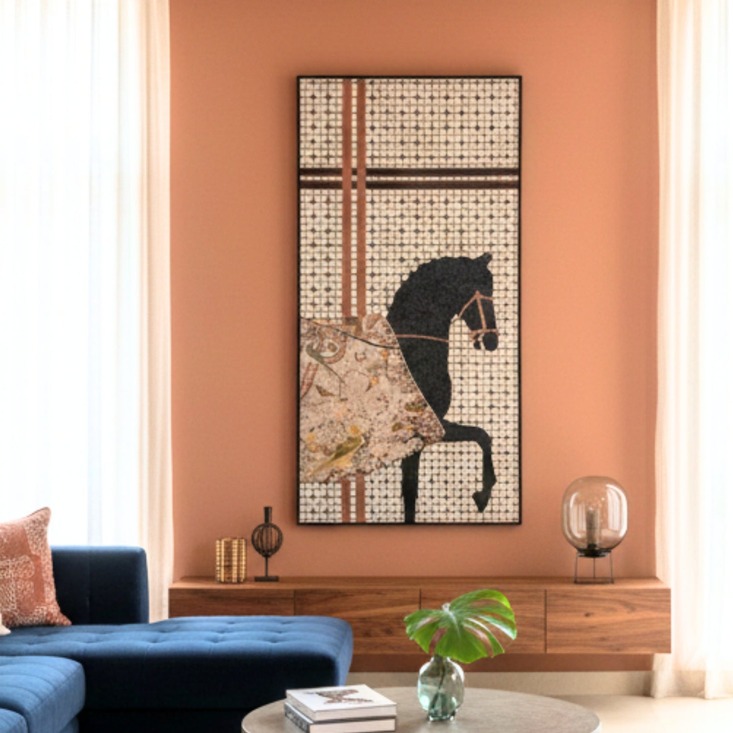 Regalia - Horse Inspired Premium 3D Vertical Wall Art (Brown) ~ 5.5 feet