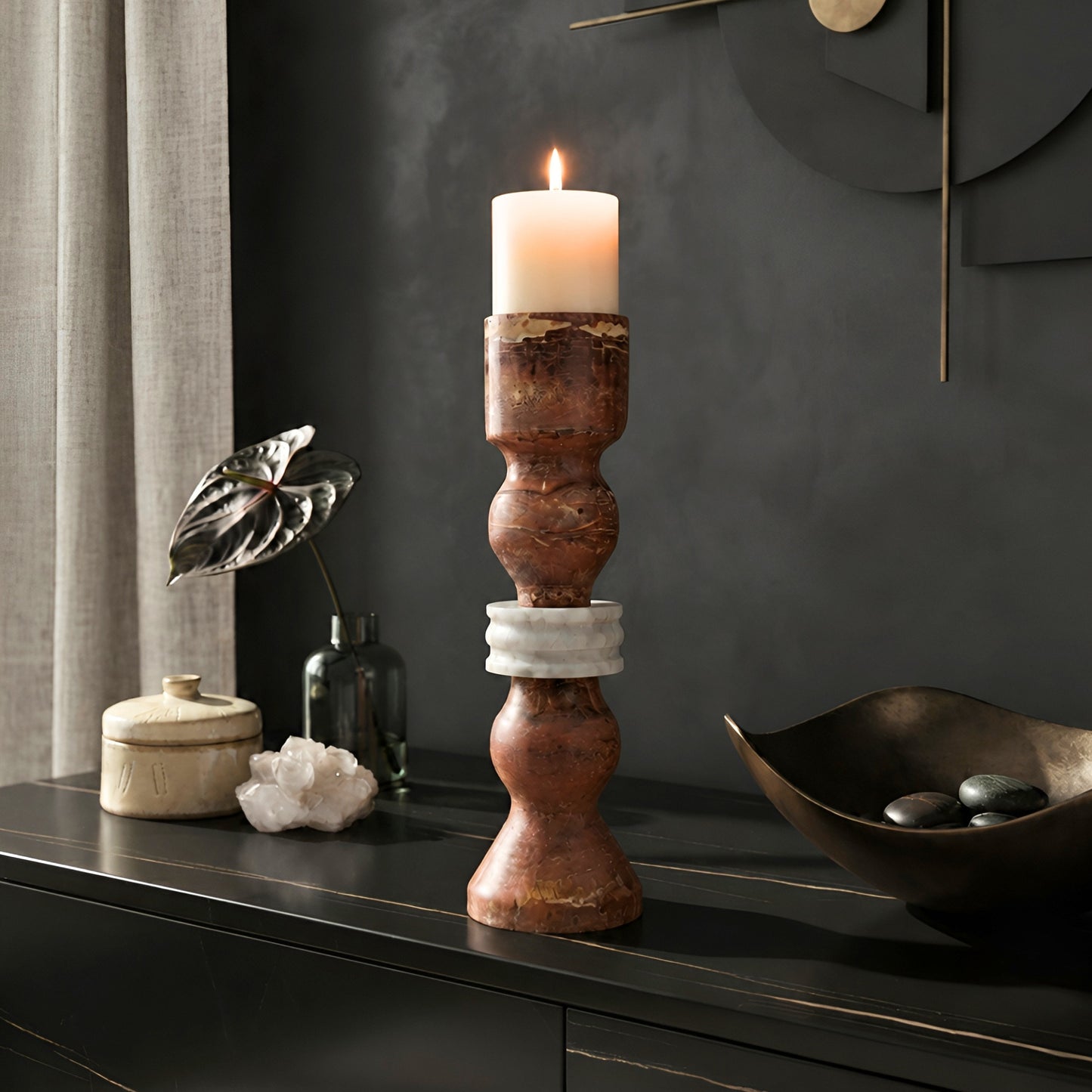 Rosso - Marble Candle Holder